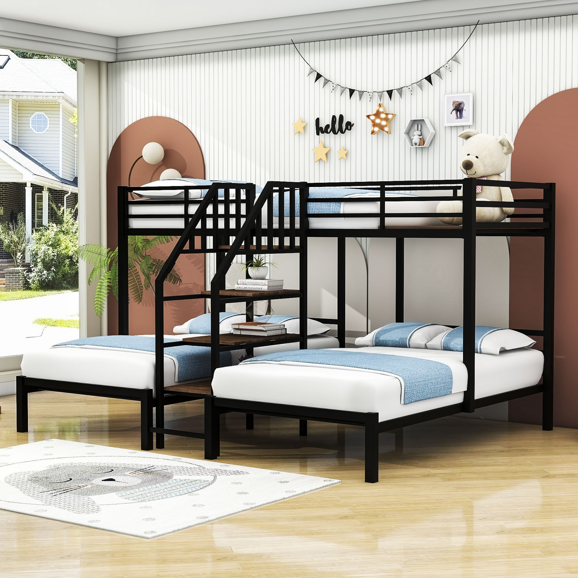 3 bunk beds together best sale